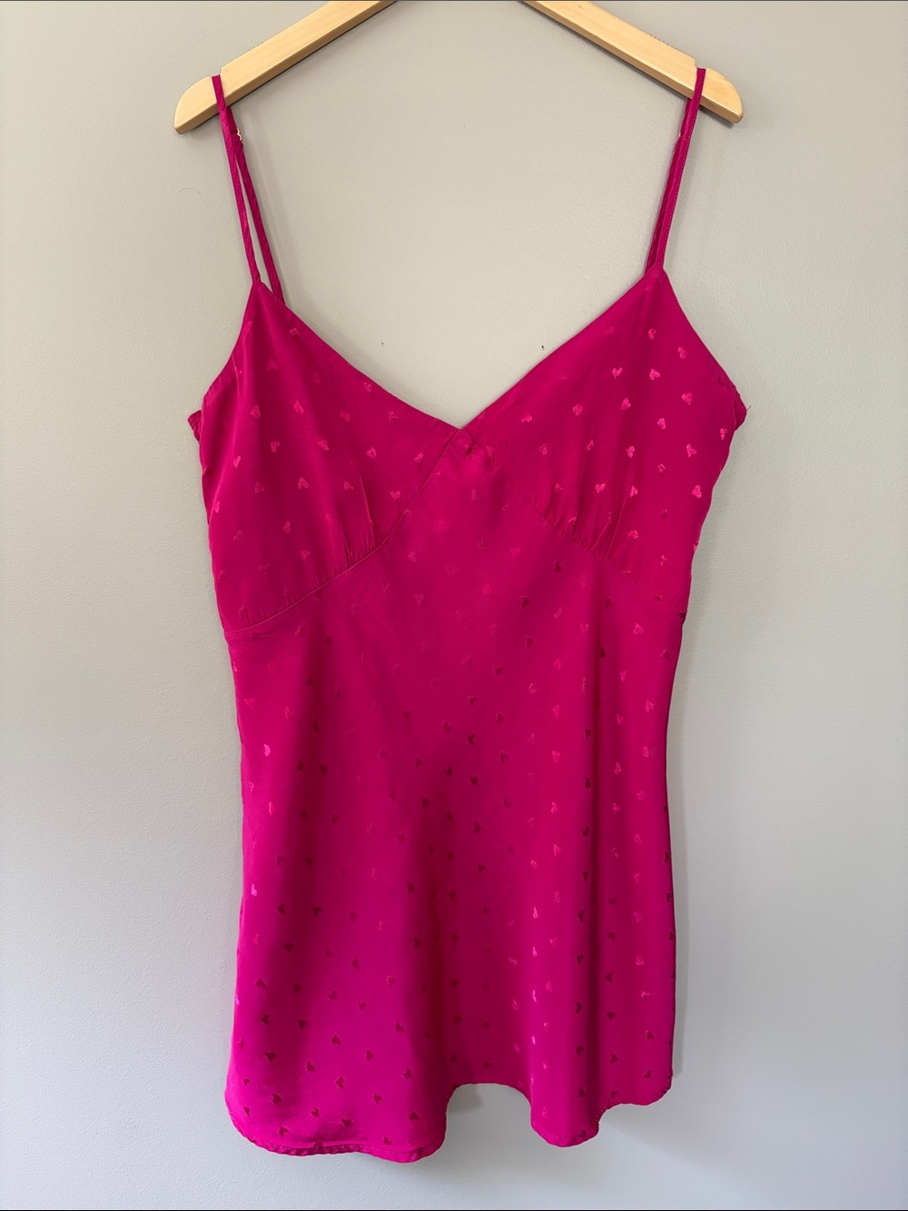 L*Space Moonlit Pink Heart Mini Slip Dress Large Jacquard